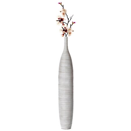 Uniquewise Modern Decorative Bottle Shape White Floor Vase Ribbed Design, 48 Inch QI004177.L